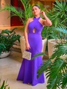 Vestido Sirena en Crepé con Escote Halter